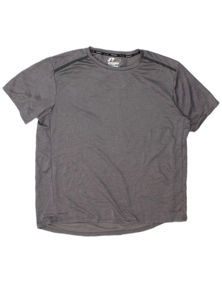 RUSSELL ATHLETIC Mens Dri-Power T-Shirt Top XL Grey Polyester