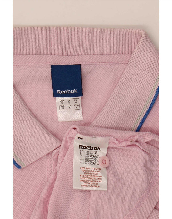 Reebok Mens Polo Shirt Medium Pink Cotton