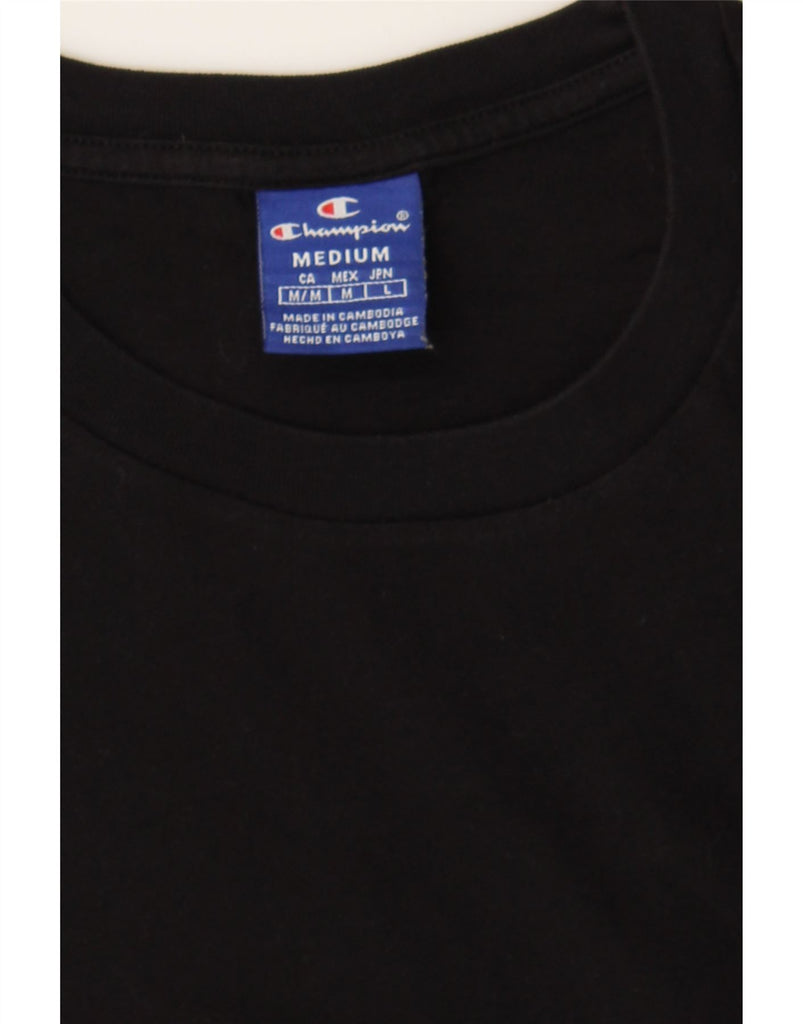 CHAMPION Mens Graphic T-Shirt Top Medium Black Cotton Vintage Champion and Second-Hand Champion from Messina Hembry 