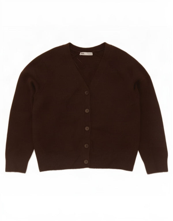 Zara Womens Loose Fit Cardigan Sweater UK 14 Medium Brown Acrylic