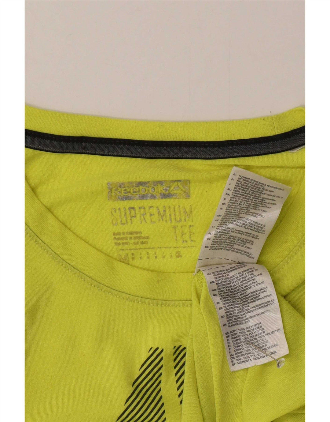 Reebok Mens Graphic T-Shirt Top Medium Green Polyester