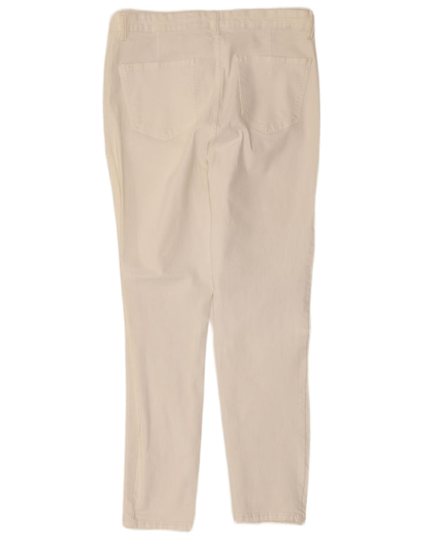 Zara Womens Slim Casual Trousers EU 46 2XL W36 L28 White Cotton