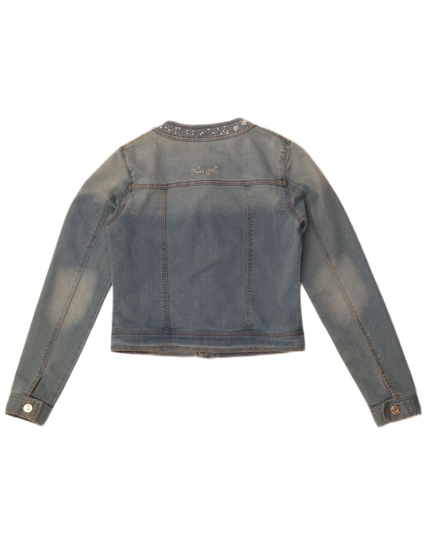 Simona Barbieri Girls Twin-Set Crop Denim Jacket 13-14 Years Blue Cotton