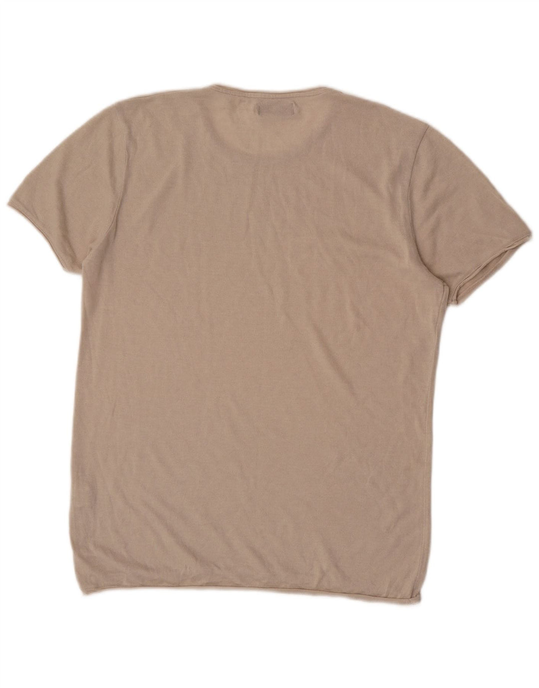 Zara Mens T-Shirt Top Large Beige Cotton