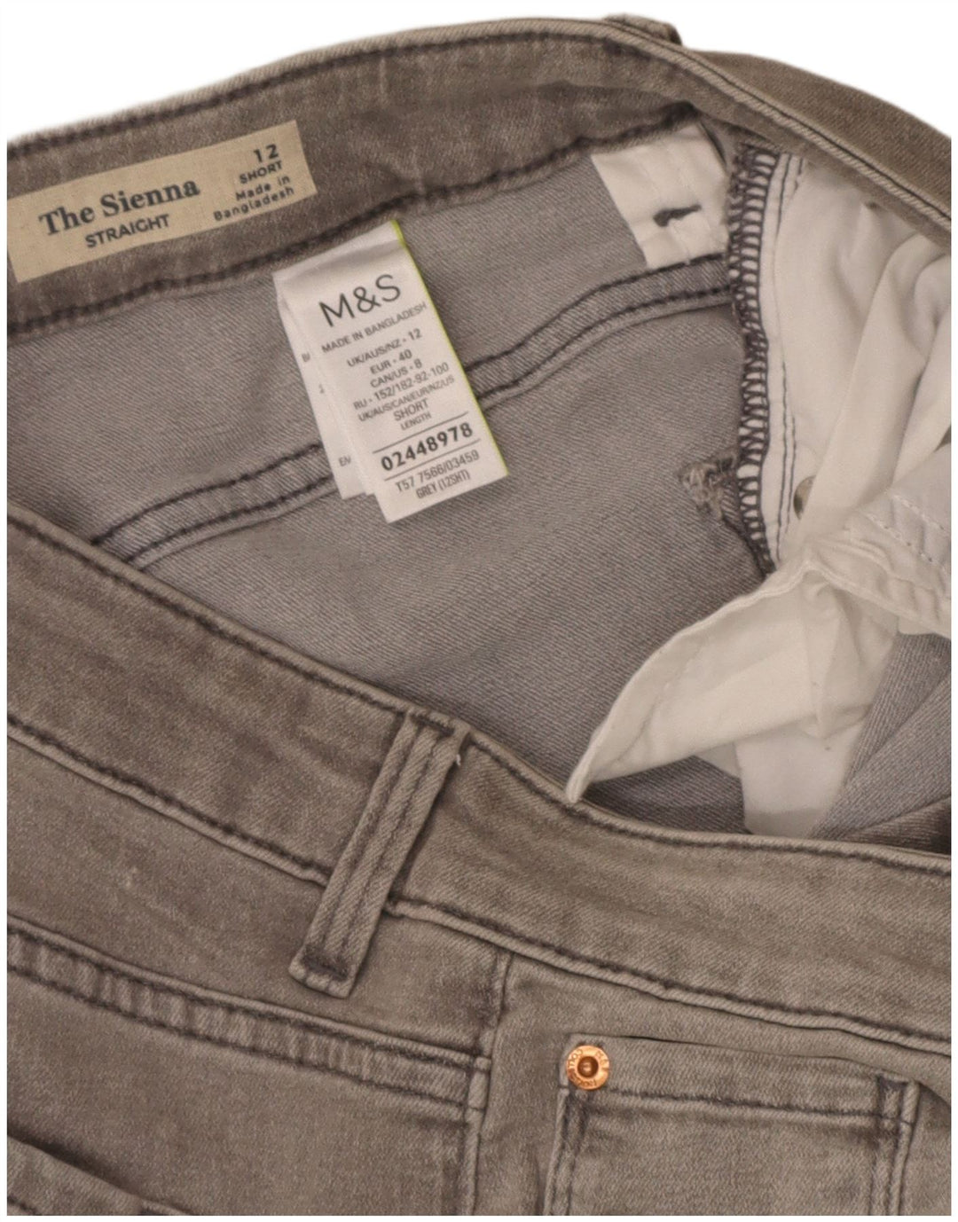 Marks & Spencer Womens The Sienna Straight Jeans UK 12 Medium W30 L27 Grey