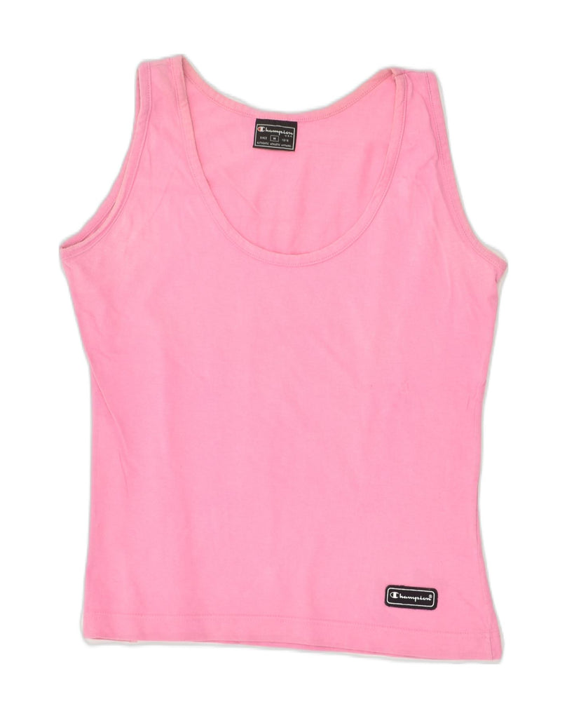 CHAMPION Womens Vest Top UK 12 Medium Pink Cotton | Vintage Champion | Thrift | Second-Hand Champion | Used Clothing | Messina Hembry 