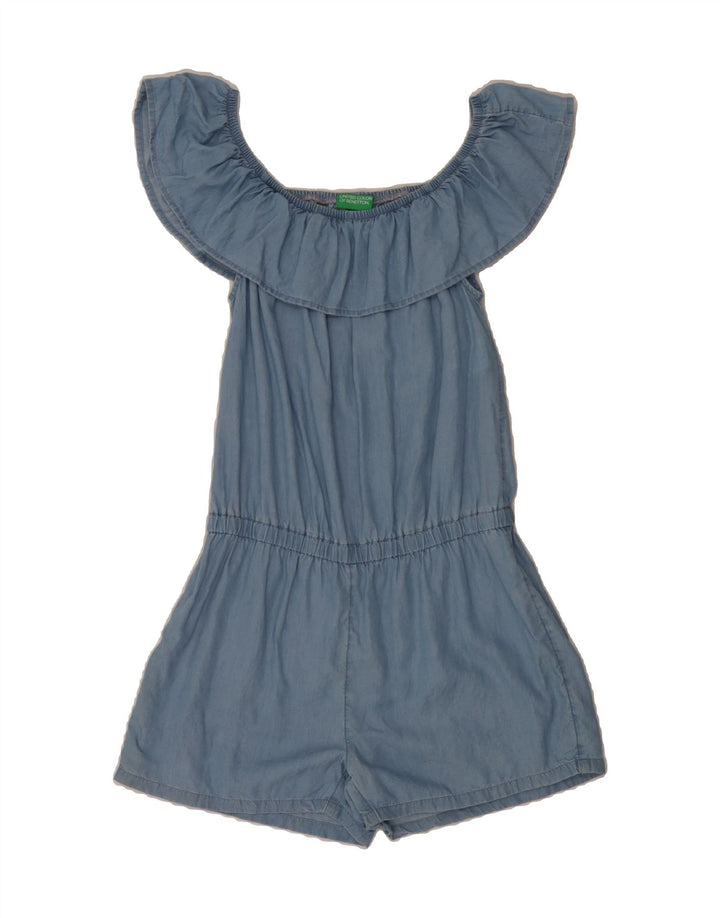 BENETTON Girls Playsuit 11-12 Years 2XL Blue Lyocell Vintage Benetton and Second-Hand Benetton from Messina Hembry 