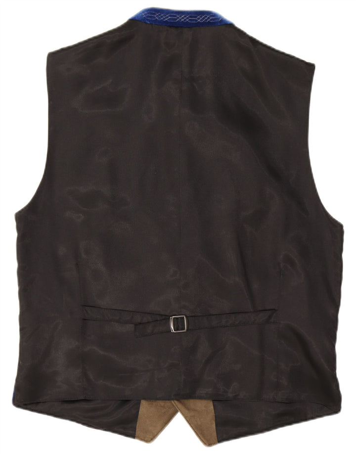 Mens Velvet Waistcoat Medium Blue Cotton
