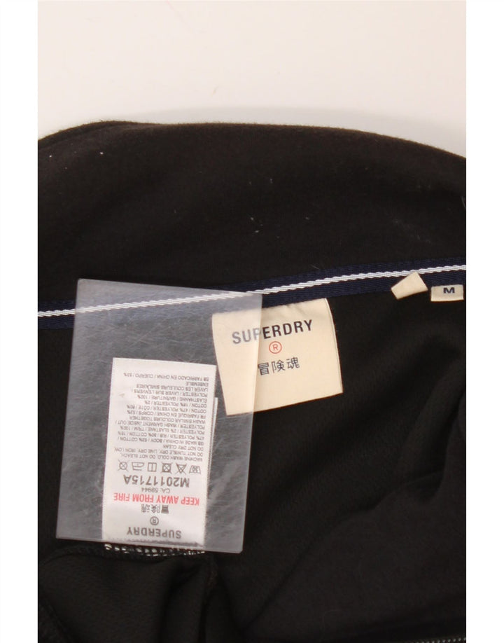 SUPERDRY Mens Graphic Tracksuit Top Jacket Medium Black Colourblock Cotton