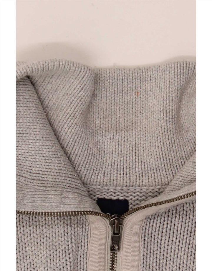 Gap Mens Zip Neck Jumper Sweater XL Grey Cotton