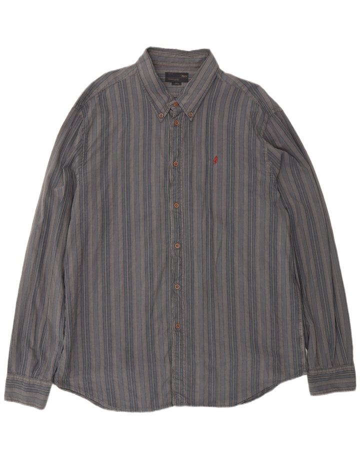 Marlboro Classics Mens Shirt 4XL Blue Striped