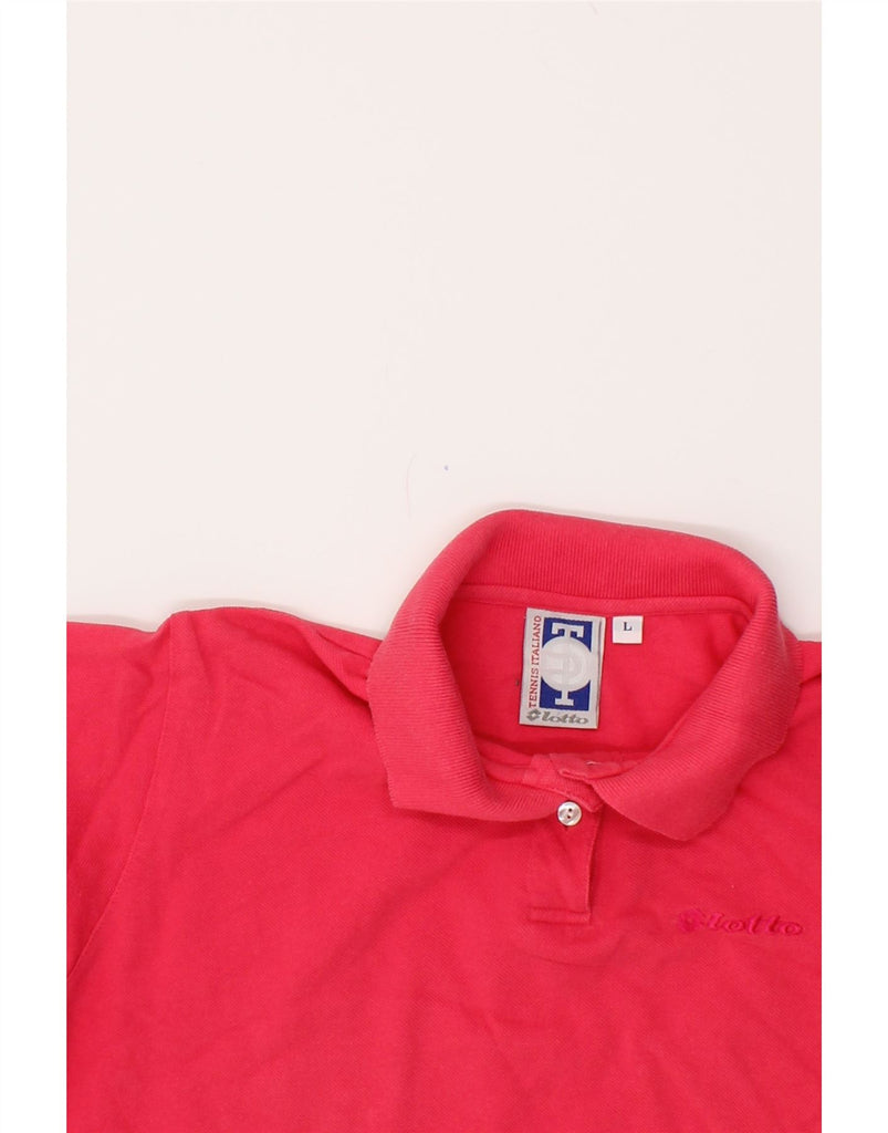 LOTTO Womens Crop Polo Shirt UK 14 Large Pink Cotton | Vintage Lotto | Thrift | Second-Hand Lotto | Used Clothing | Messina Hembry 