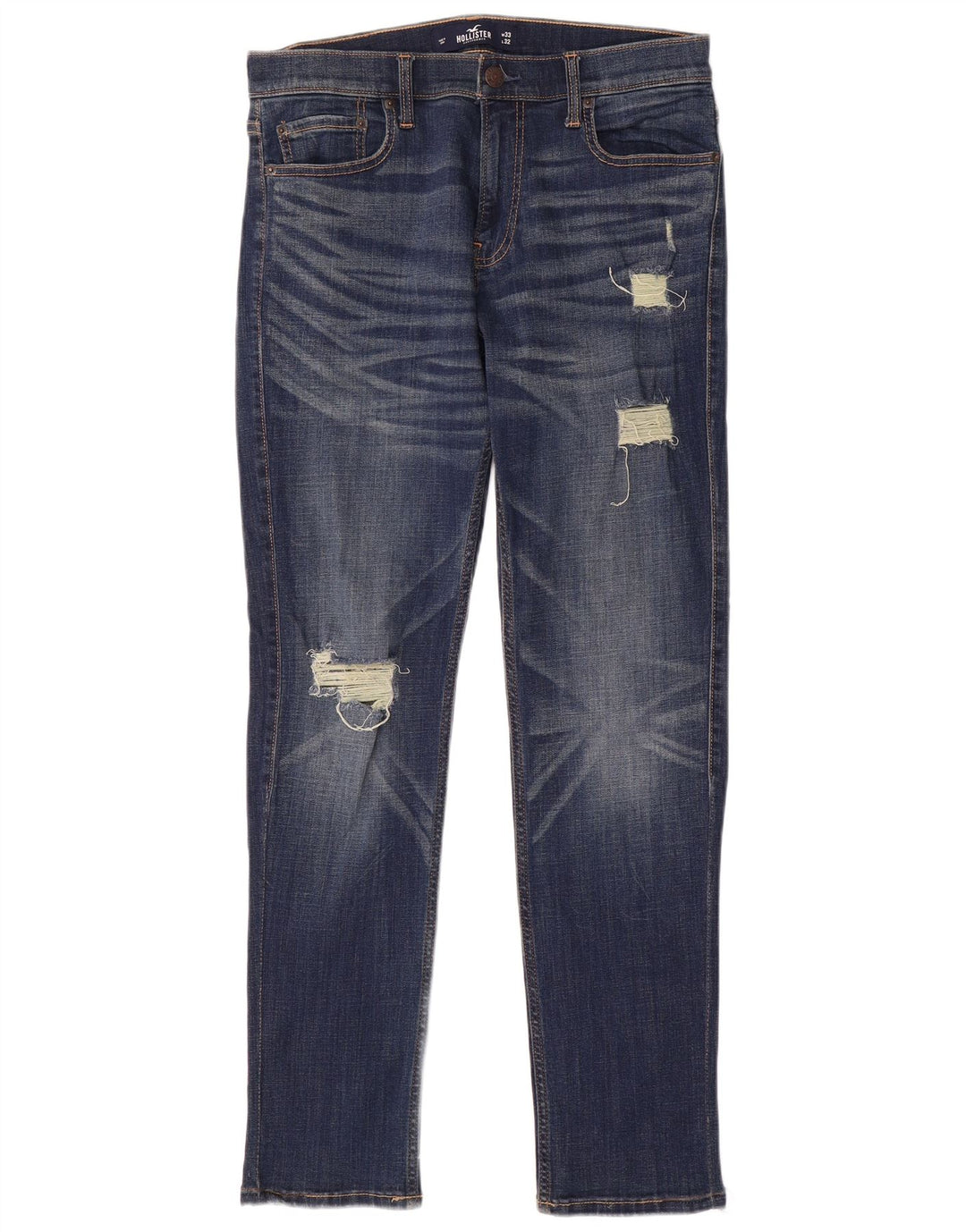 HOLLISTER Mens Distressed Slim Jeans W33 L32 Blue Cotton