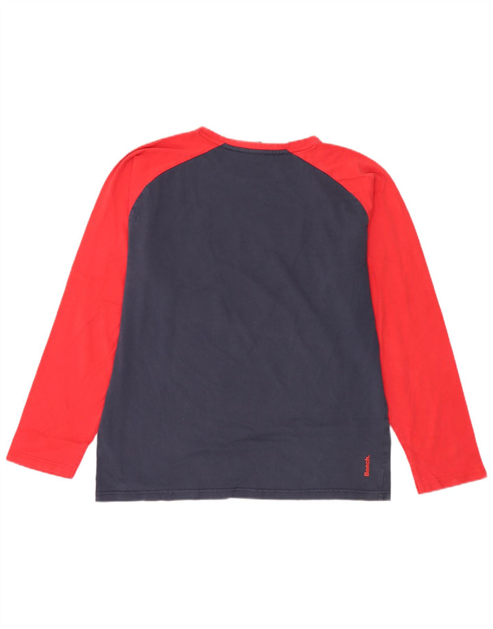 Bench Mens Graphic Top Long Sleeve XL Navy Blue Colourblock Cotton