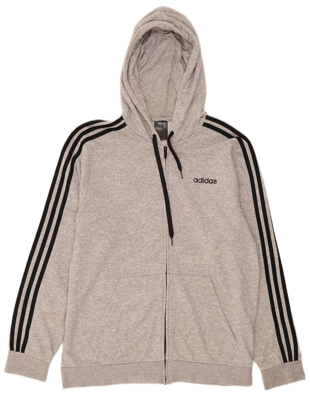Adidas Mens Zip Hoodie Sweater Large Grey Cotton