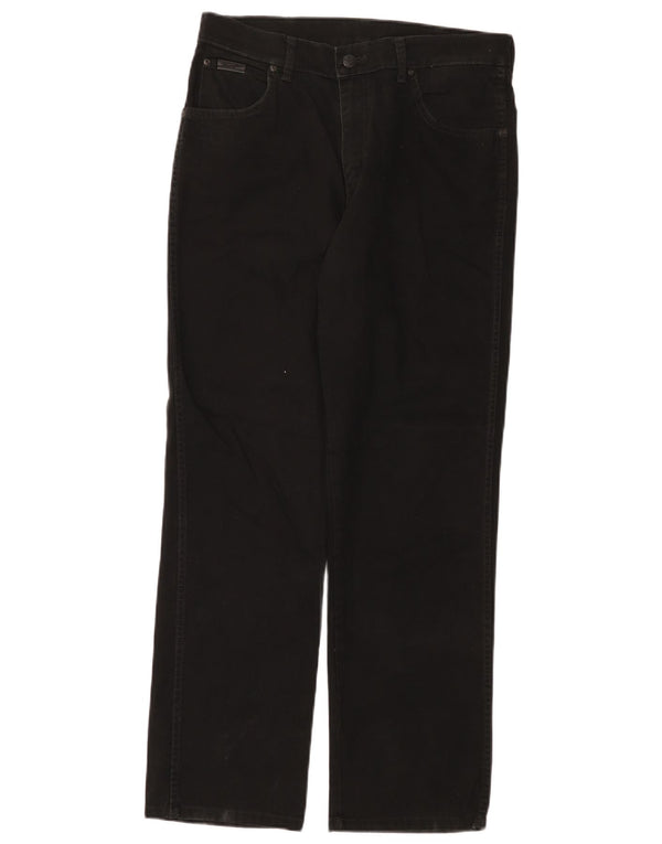 Wrangler Mens Texas Stretch Straight Jeans W33 L30 Black Cotton