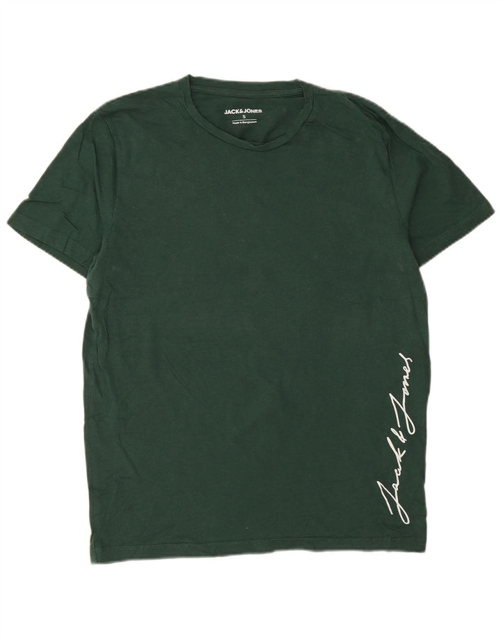 Jack & Jones Mens Graphic T-Shirt Top Small Green Cotton