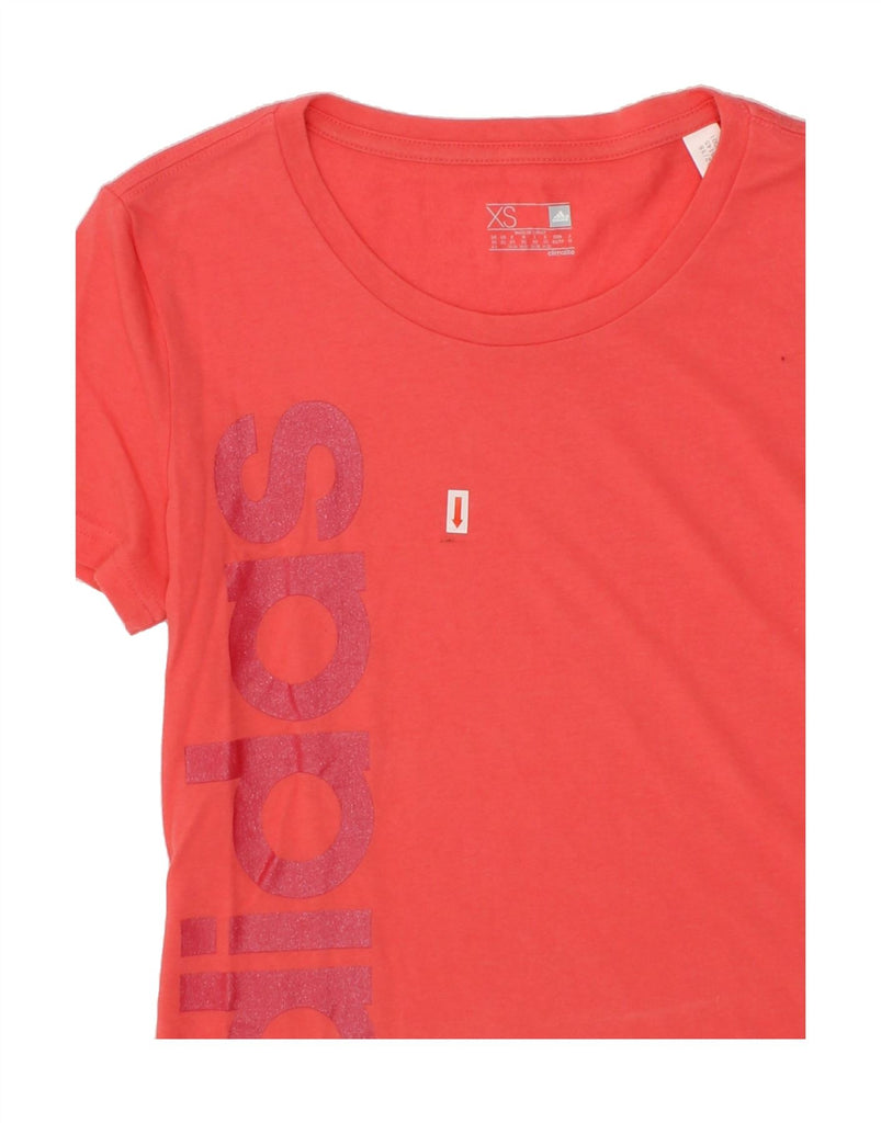 ADIDAS Womens Graphic T-Shirt Top UK 6 XS Pink Vintage Adidas and Second-Hand Adidas from Messina Hembry 