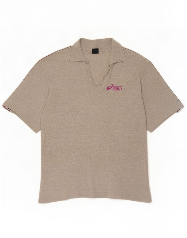 Asics Mens Graphic Polo Shirt Medium Grey Colourblock