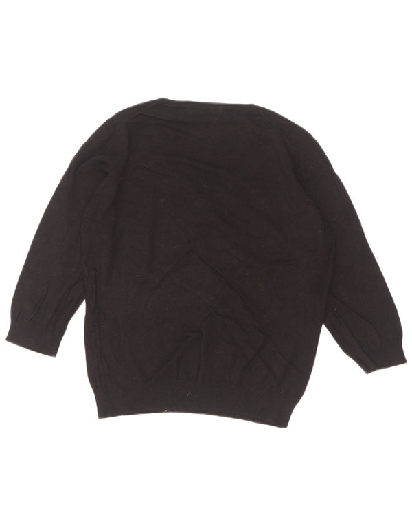 Marks & Spencer Womens 3/4 Sleeve V-Neck Jumper Sweater UK 16 Large Black