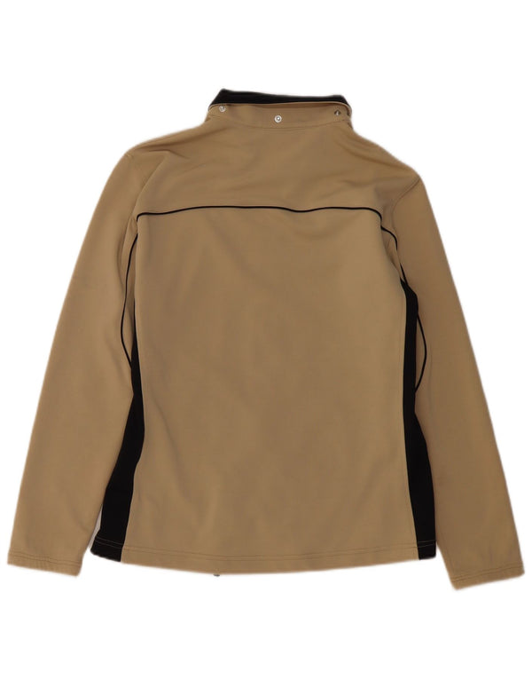 ASICS Womens Tracksuit Top Jacket UK 14 Large Beige Colourblock