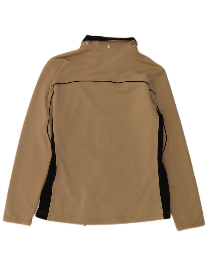 ASICS Womens Tracksuit Top Jacket UK 14 Large Beige Colourblock