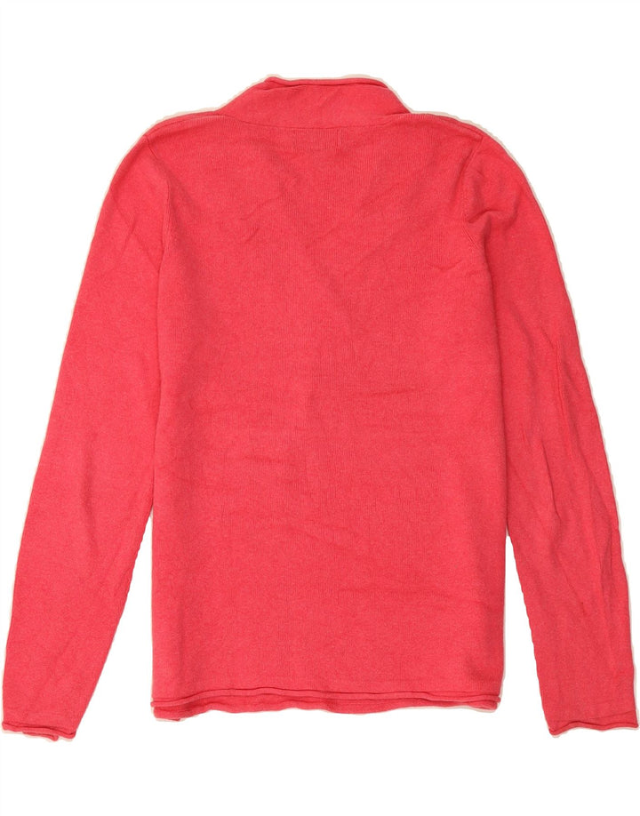 EDDIE BAUER Womens V-Neck Jumper Sweater UK 14 Medium Pink Cotton Vintage Eddie Bauer and Second-Hand Eddie Bauer from Messina Hembry 
