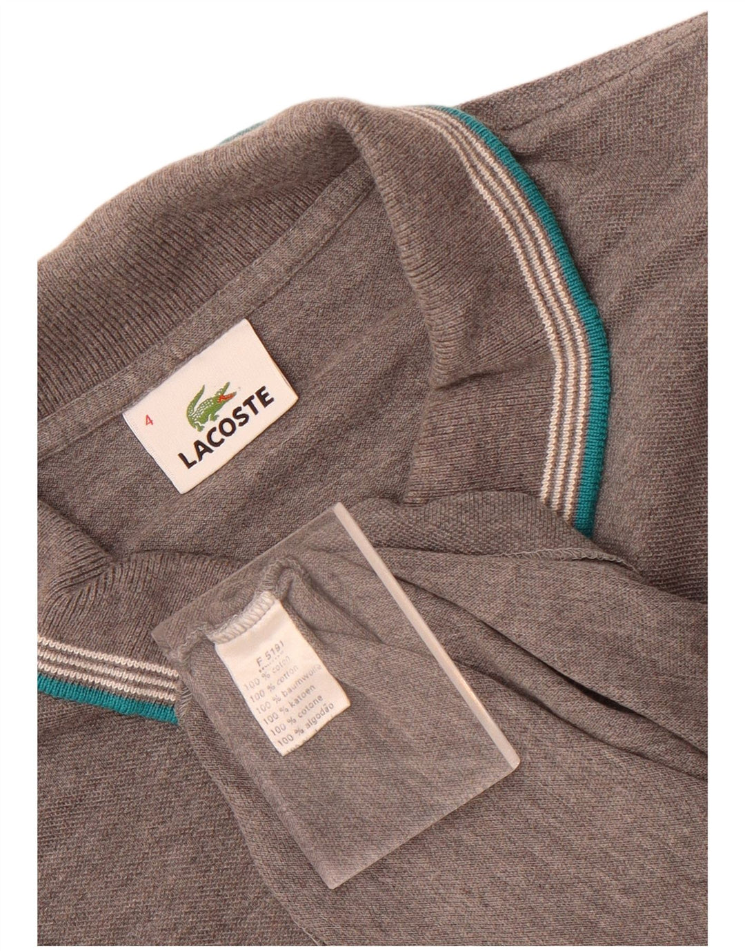 Lacoste Mens Long Sleeve Polo Shirt Size 4 Medium Grey Cotton