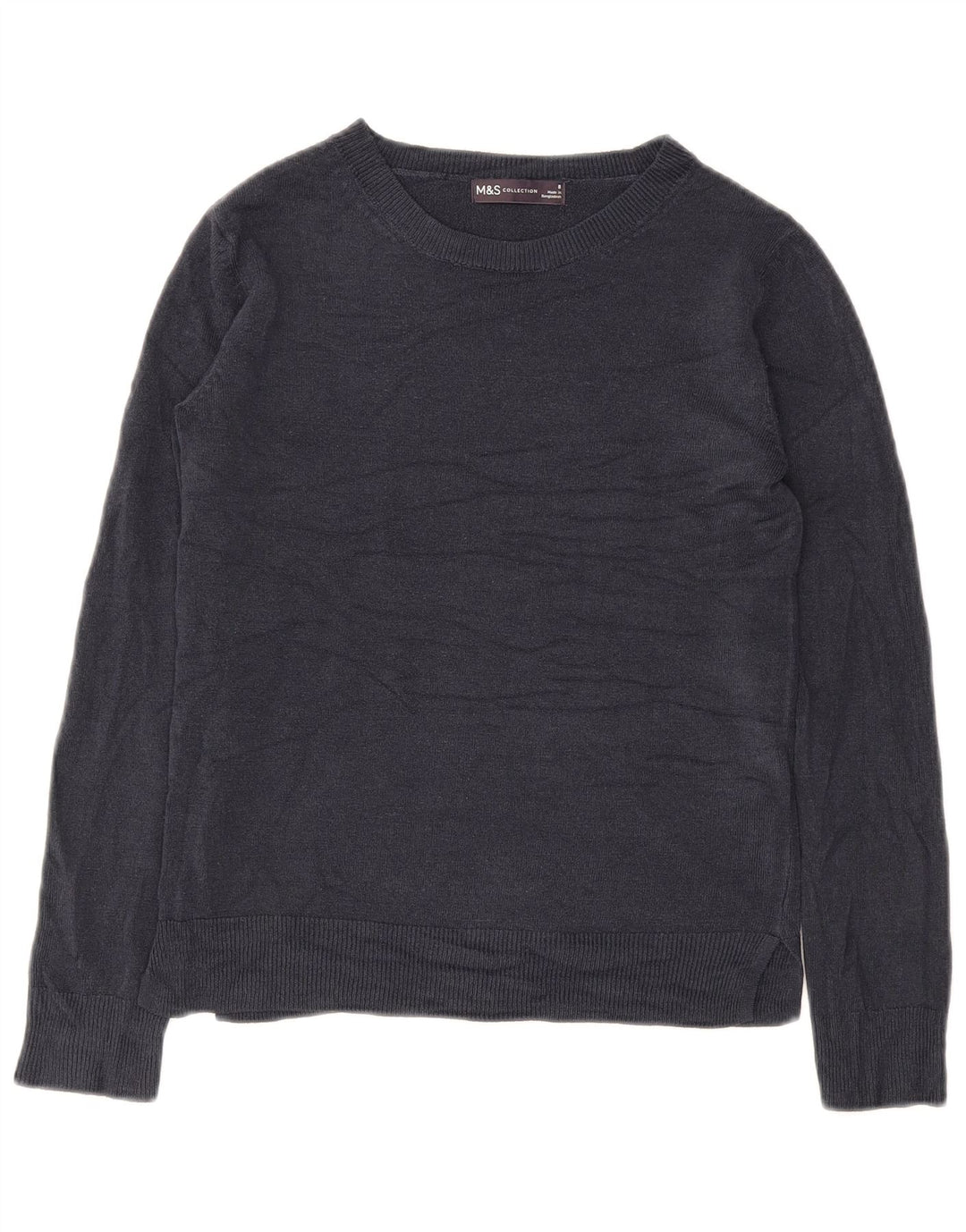 Marks & Spencer Womens Boat Neck Jumper Sweater UK 8 Small Navy Blue