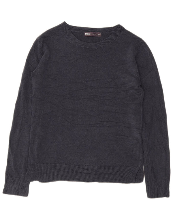 Marks & Spencer Womens Boat Neck Jumper Sweater UK 8 Small Navy Blue