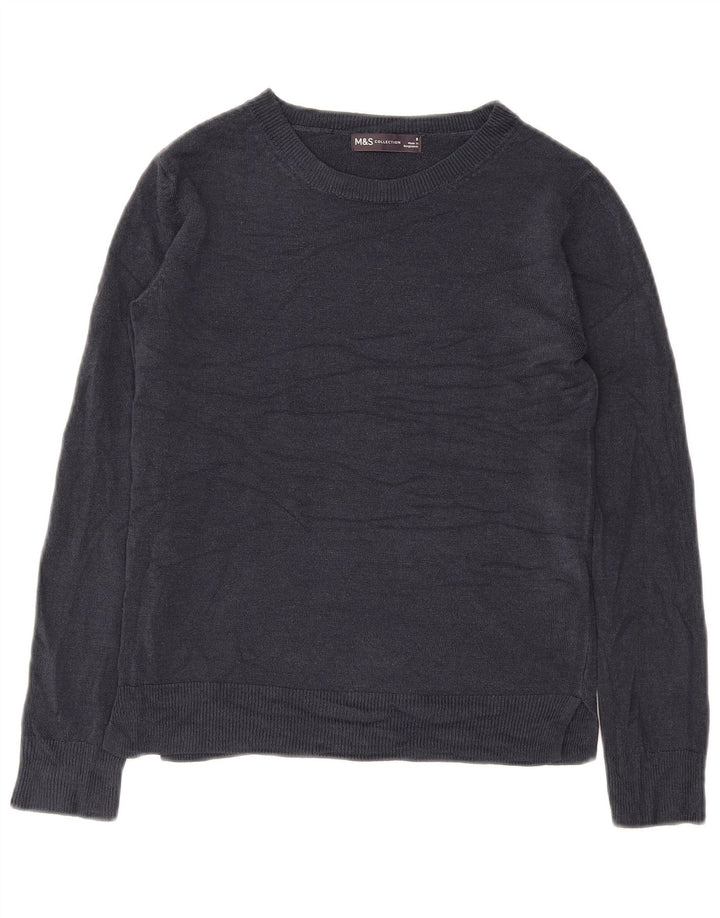Marks & Spencer Womens Boat Neck Jumper Sweater UK 8 Small Navy Blue
