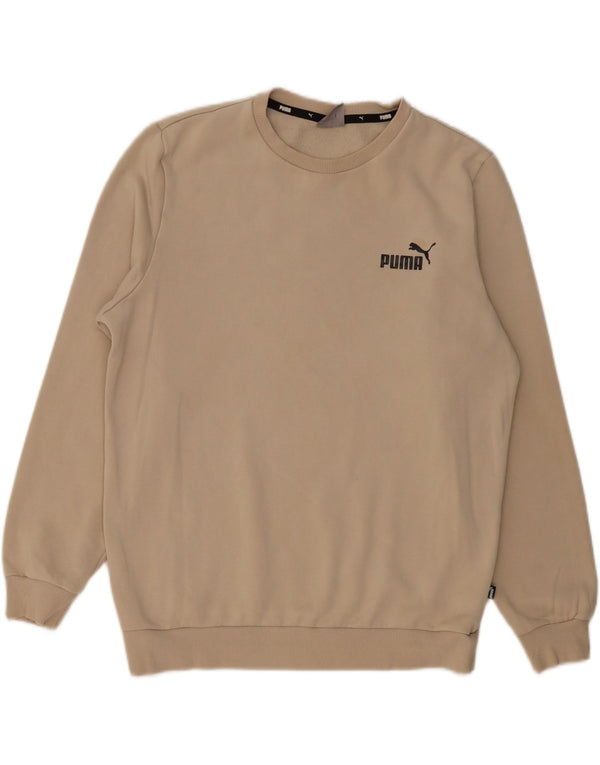 PUMA Mens Sweatshirt Jumper Medium Beige Cotton