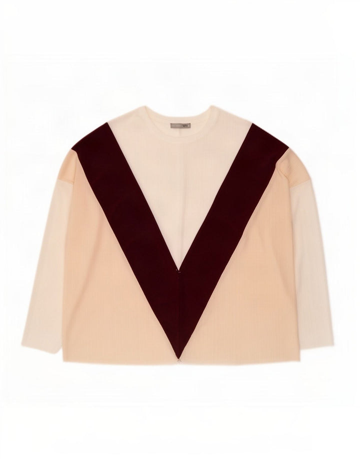Zara Womens Oversized Top 3/4 Sleeve UK 14 Medium Multicoloured Colourblock