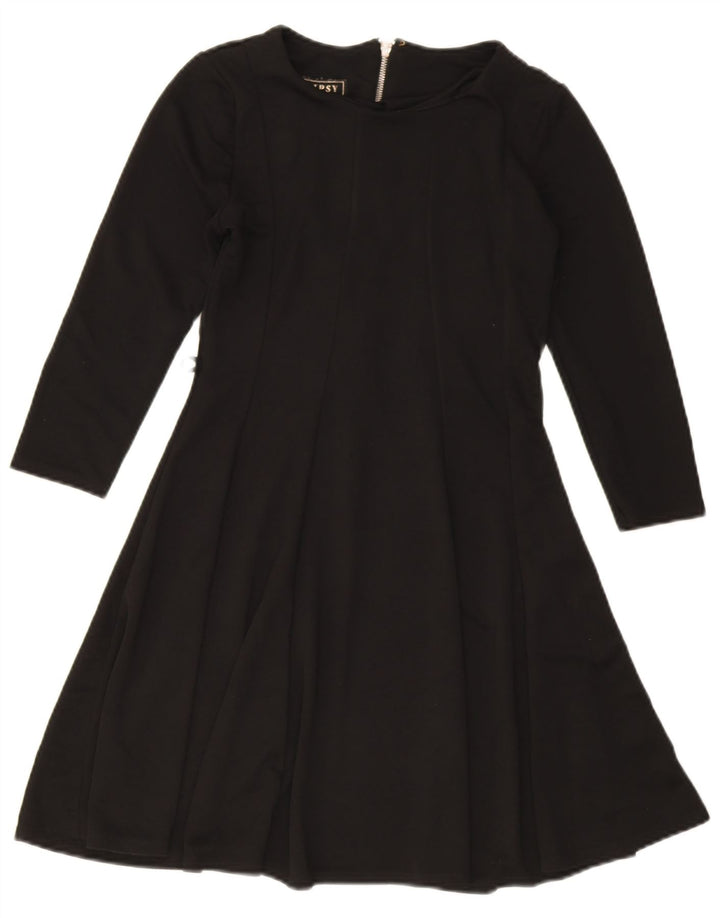 Lipsy Womens 3/4 Sleeve A-Line Dress UK 10 Small Black Polyester