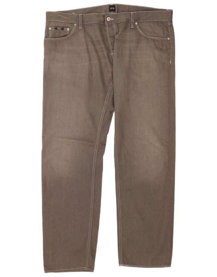 Hugo Boss Mens Straight Jeans W42 L34 Grey Cotton