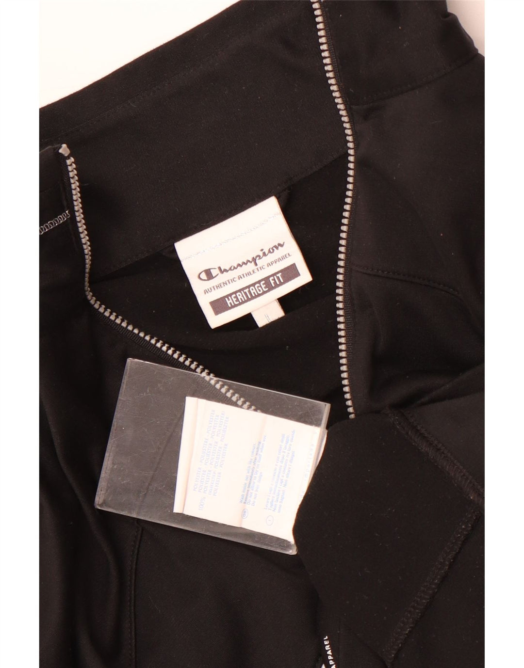 Champion Womens Heritage Fit Tracksuit Top Jacket UK 14 Medium Black