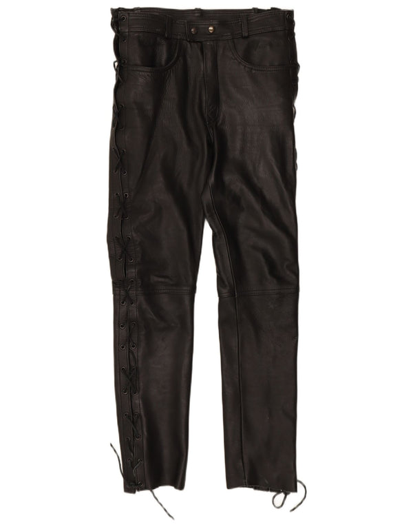 MODEKA Womens Leather Moto Racer Trousers Large W30 L31 Black