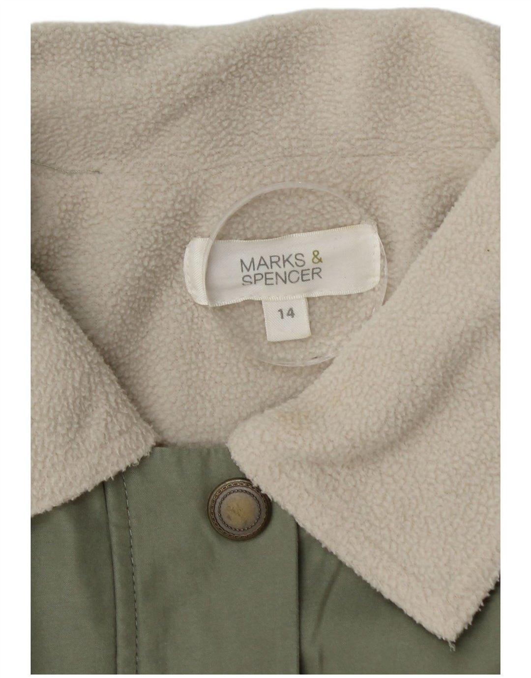Marks & Spencer Womens Oversized Sherpa Parka Jacket UK 14 Large Green