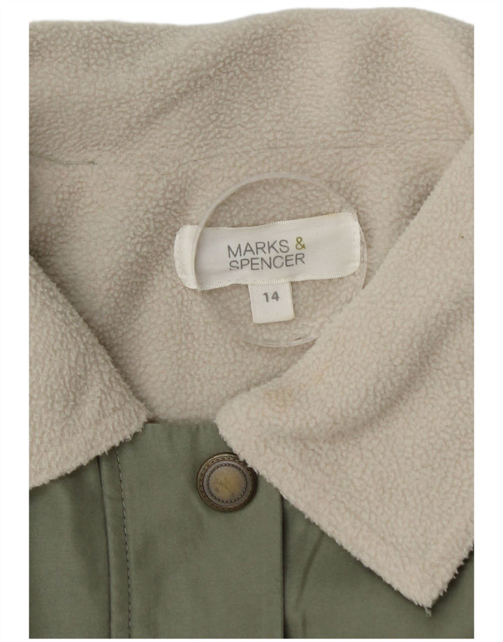 Marks & Spencer Womens Oversized Sherpa Parka Jacket UK 14 Large Green