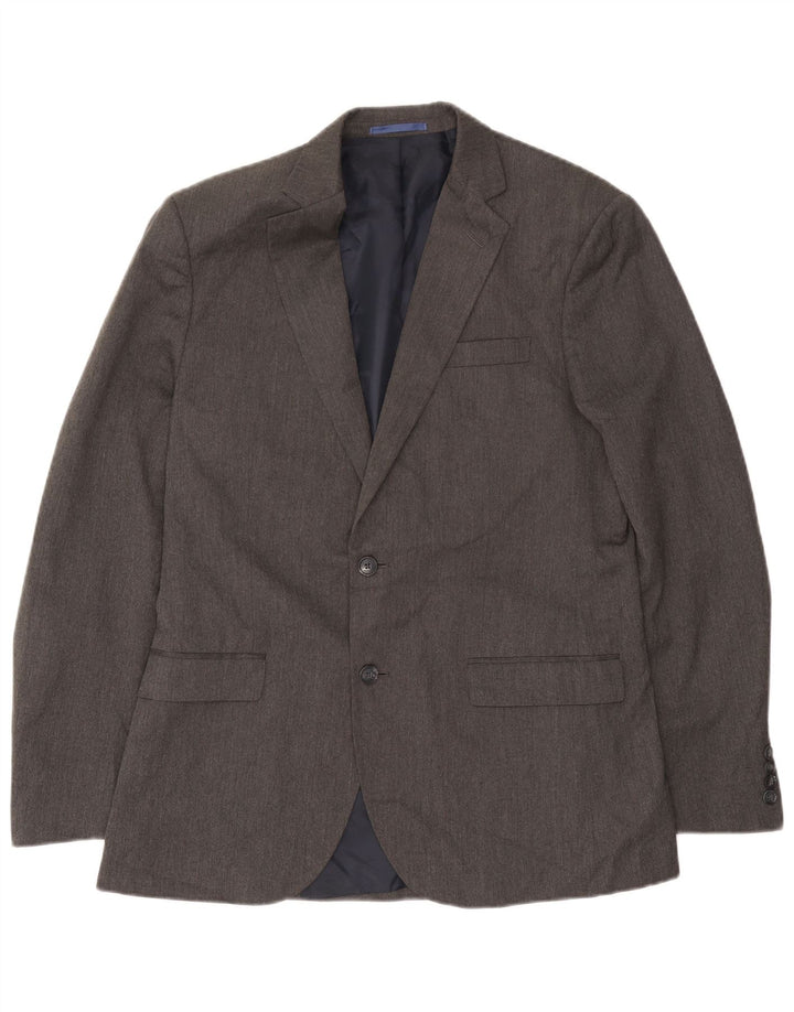Marks & Spencer Mens 2 Button Blazer Jacket UK 40 Large Grey Polyester