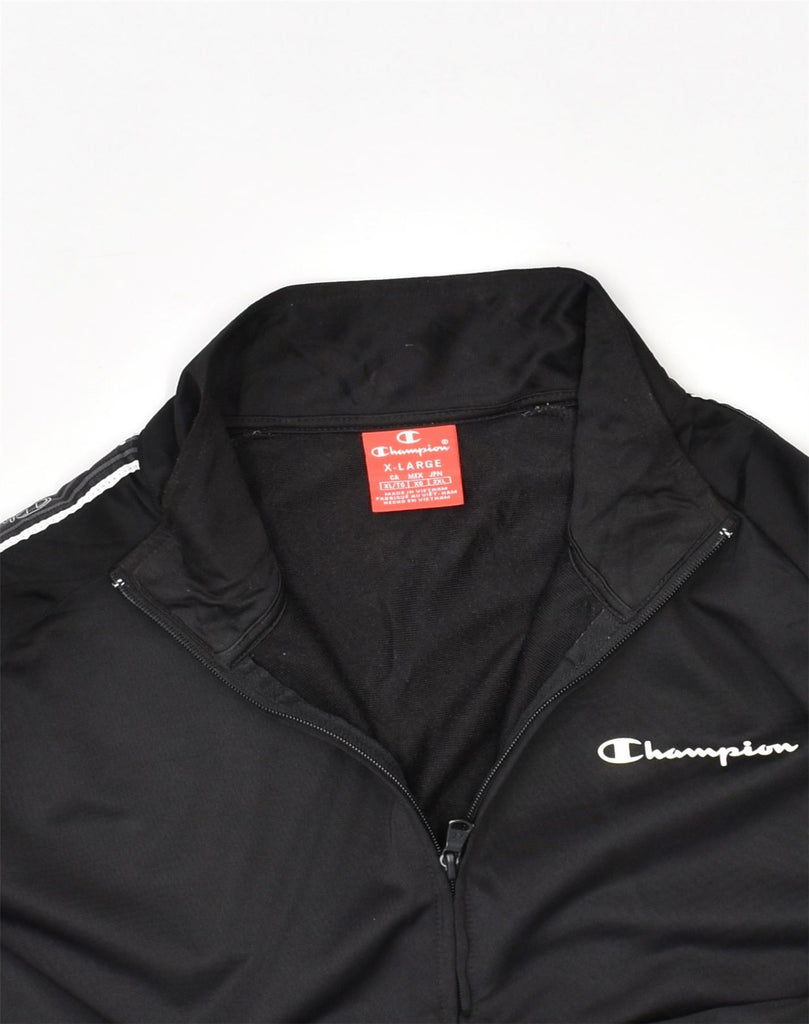 CHAMPION Womens Tracksuit Top Jacket UK 18 XL Black Polyester | Vintage Champion | Thrift | Second-Hand Champion | Used Clothing | Messina Hembry 