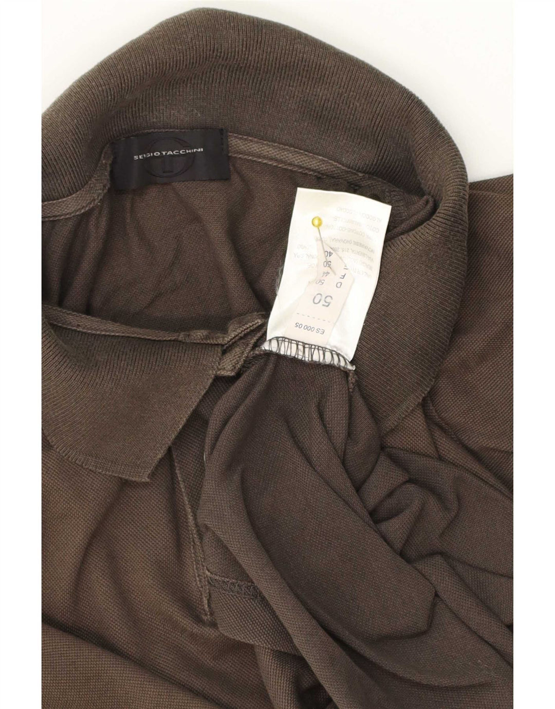 Sergio Tacchini Mens Polo Shirt IT 50 Medium Brown Cotton