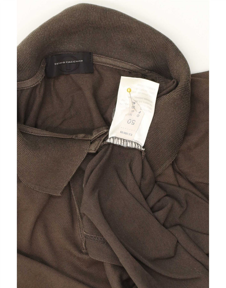 Sergio Tacchini Mens Polo Shirt IT 50 Medium Brown Cotton