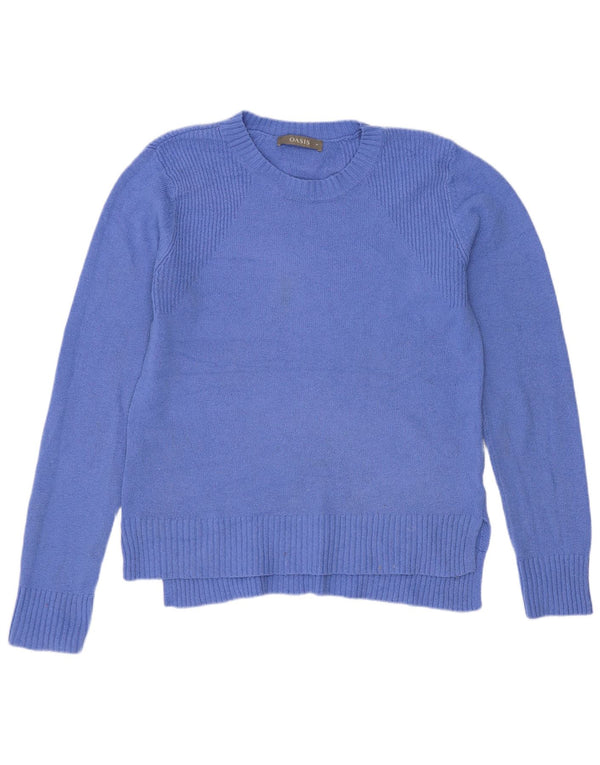 Oasis Womens Crew Neck Jumper Sweater UK 14 Medium Blue Polyester