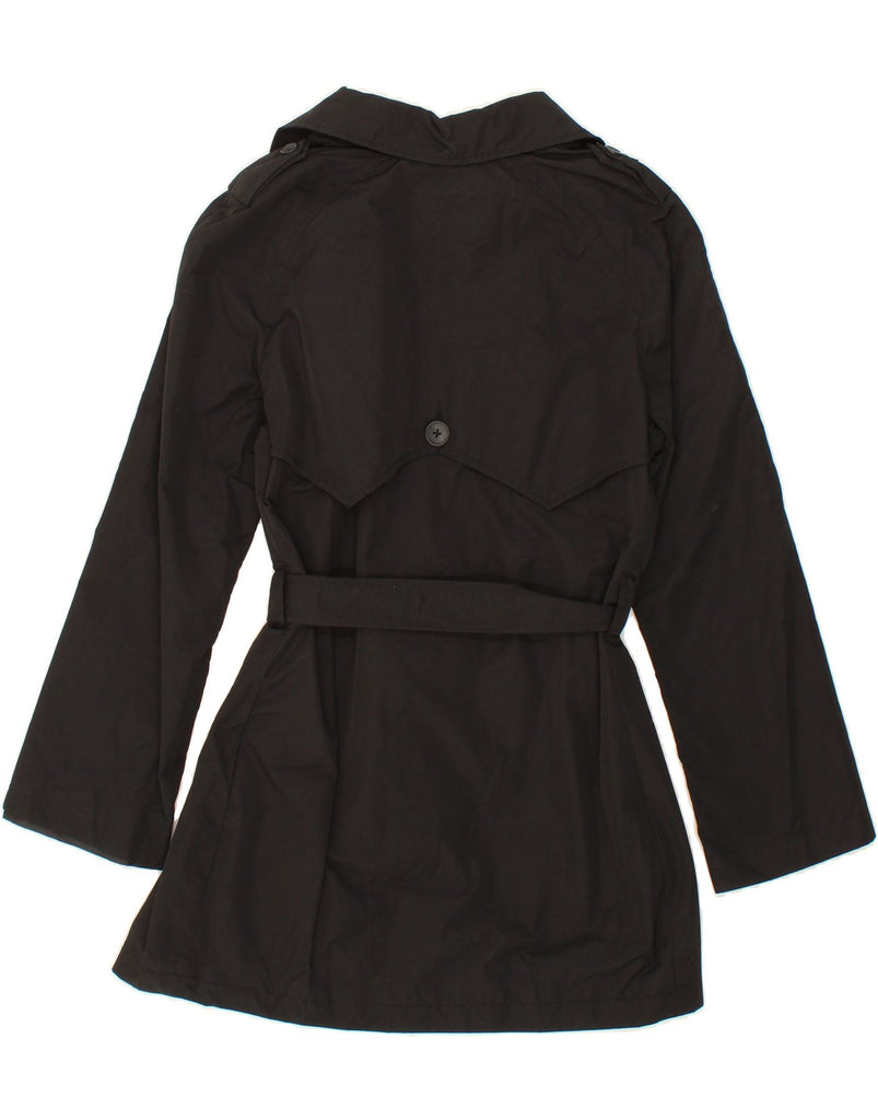 SISLEY Womens Double Breasted Trench Coat IT 46 Large Black Polyester Vintage Sisley and Second-Hand Sisley from Messina Hembry 