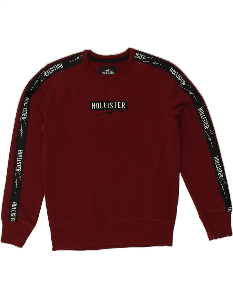 HOLLISTER Womens Graphic Sweatshirt Jumper UK 6 XS Maroon Cotton | Vintage Hollister | Thrift | Second-Hand Hollister | Used Clothing | Messina Hembry 