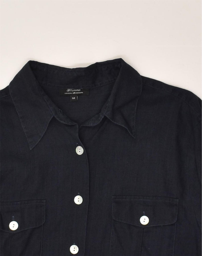 VINTAGE Womens Shirt IT 50 XL Navy Blue | Vintage Vintage | Thrift | Second-Hand Vintage | Used Clothing | Messina Hembry 