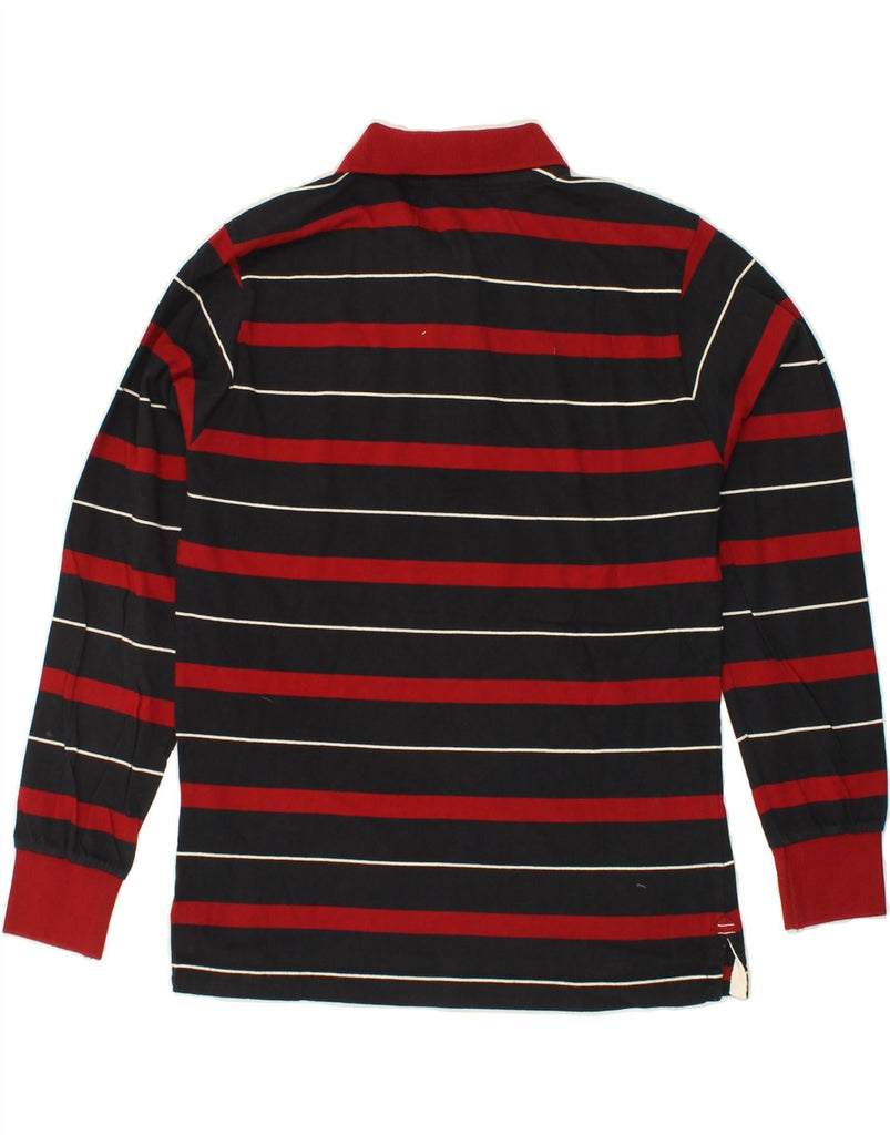 NORTH SAILS Mens Long Sleeve Rugby Polo Shirt Medium Red Striped Cotton Vintage North Sails and Second-Hand North Sails from Messina Hembry 