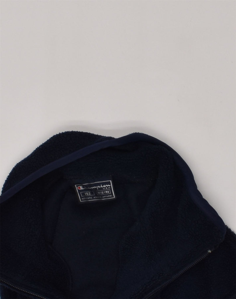 CHAMPION Boys Zip Neck Fleece Jumper 11-12 Years Navy Blue Polyester | Vintage Champion | Thrift | Second-Hand Champion | Used Clothing | Messina Hembry 