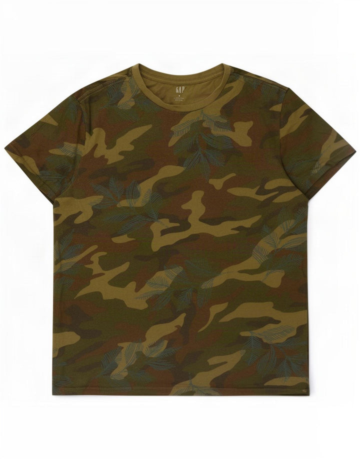 Gap Mens T-Shirt Top Medium Khaki Camouflage Cotton